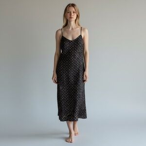 American Eagle Black Floral Midi Slip Dress Size M